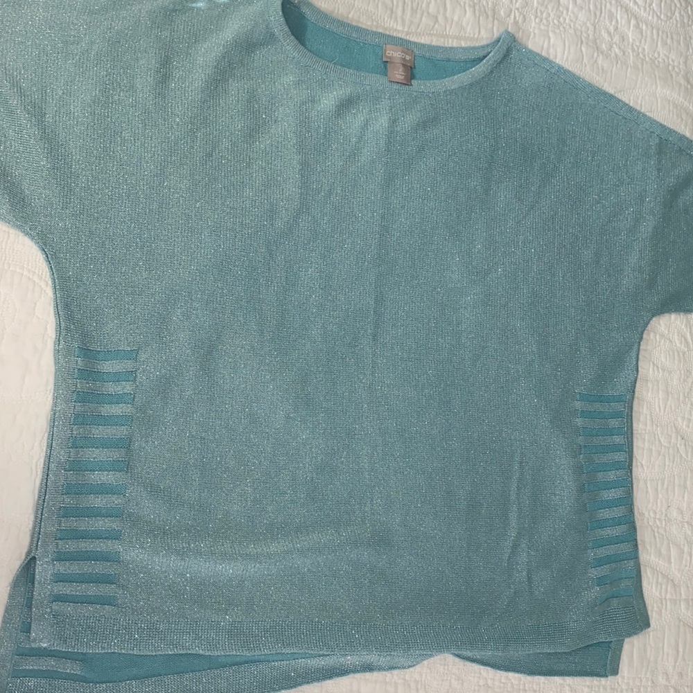 NWT Chicos aqua pull over sweater